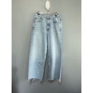AGOLDE Ren High Rise Wide Leg Jeans Beam Light Wash Stretch Raw Hem 28 A200-1771